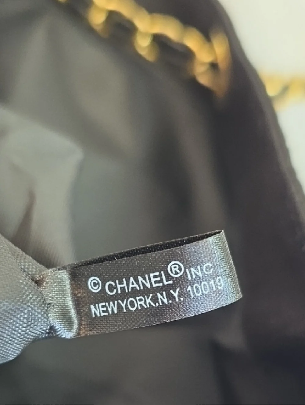 CHANEL Black Canvas Tote with Gold Chain-Strap - Picture 3 of 6